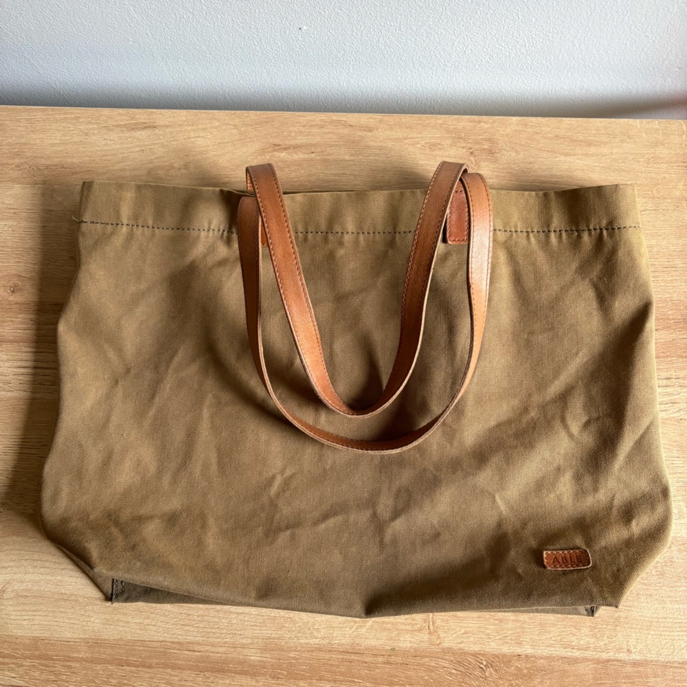 ABLE olive canvas tote bag